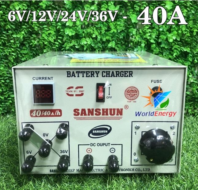 Máy sạc bình ắc quy 6V-12V-24V-36V  40A dùng cho ắc quy 200Ampe trở xuống