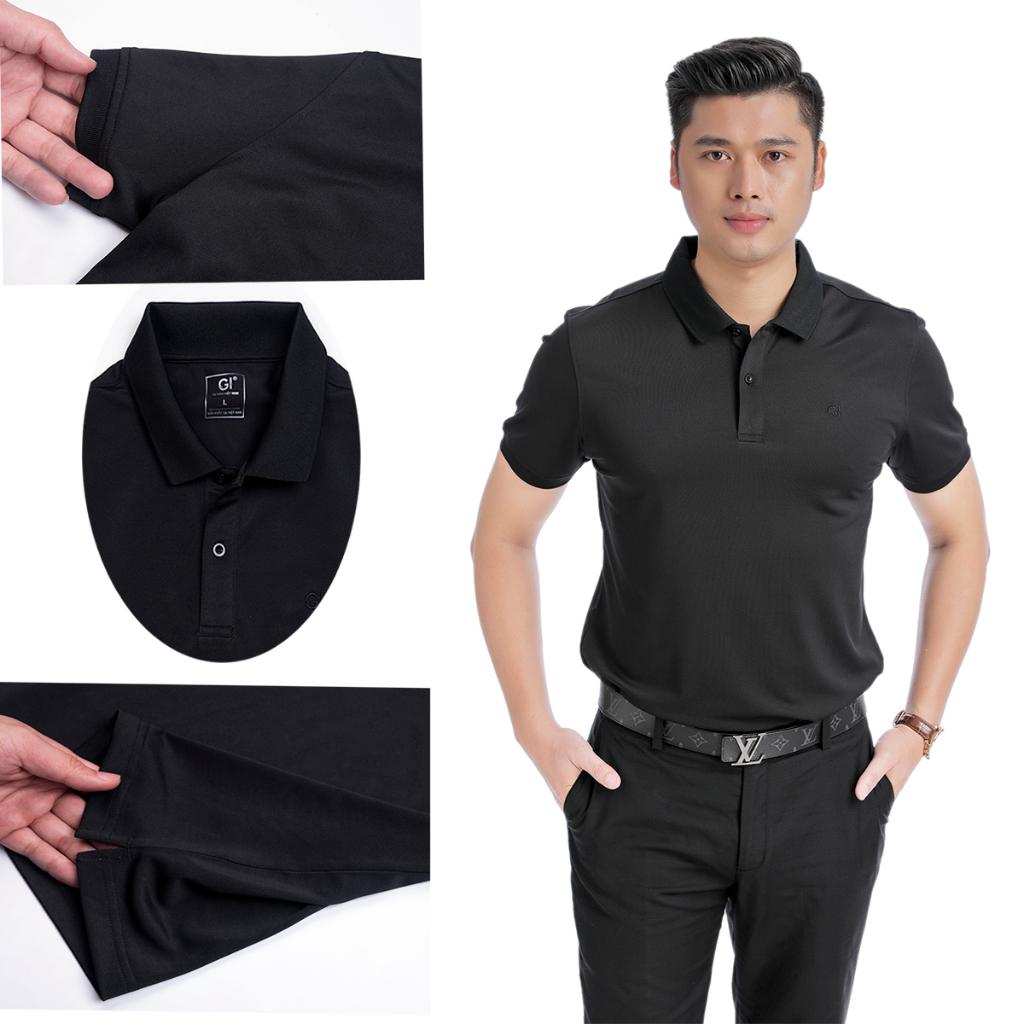 Áo nam polo màu đen dáng đẹp cá sấu Poly thể thao ngắn tay trơn cao cấp có cổ GIFASHION MPC30312