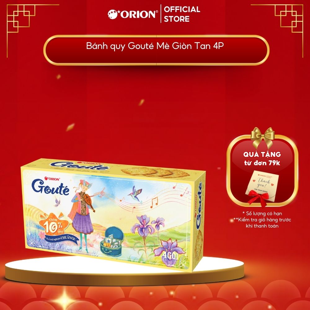 Hộp 4 gói Bánh Quy ORION Gouté Mè Giòn Tan 158,4G