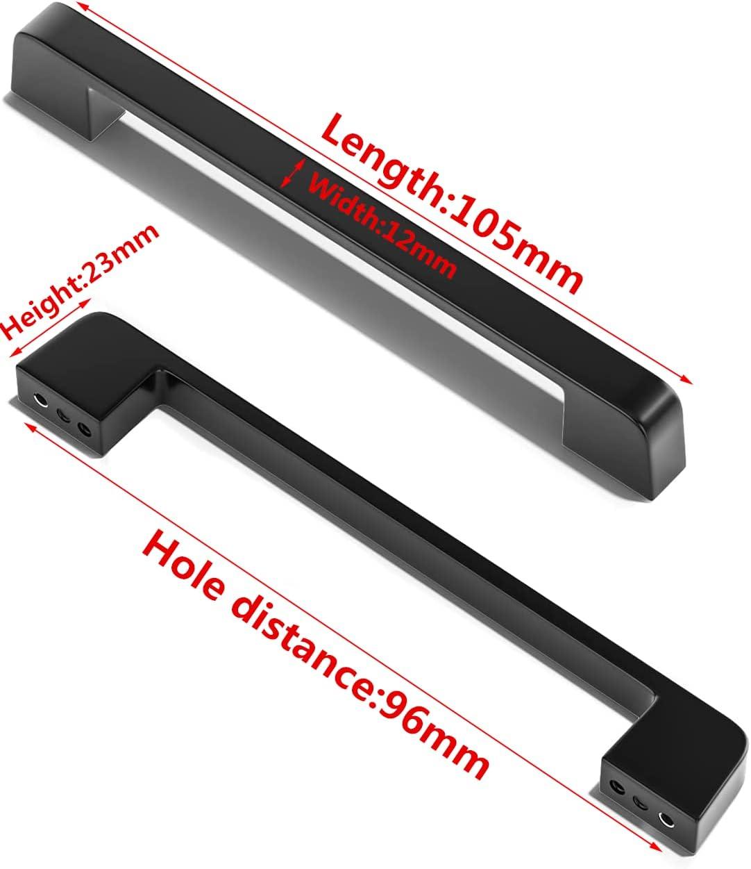 10 chiếc Đen Hợp Kim Kẽm Cửa Kéo Tay Cầm T Thanh Dính Tủ Bếp Lỗ Trung Tâm 96mm