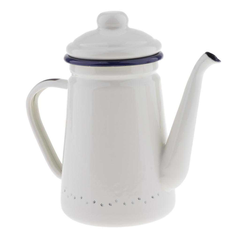 Enamel Teapot Loose Tea Leaf Infuser Tea Pot Coffee Tea Pot Kettle 1100ml