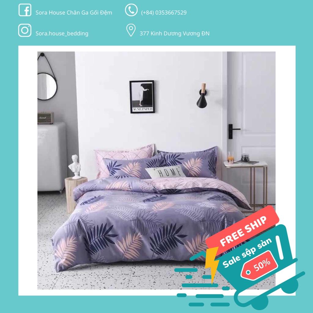 Bộ Chăn Ga Poly Lá Tím