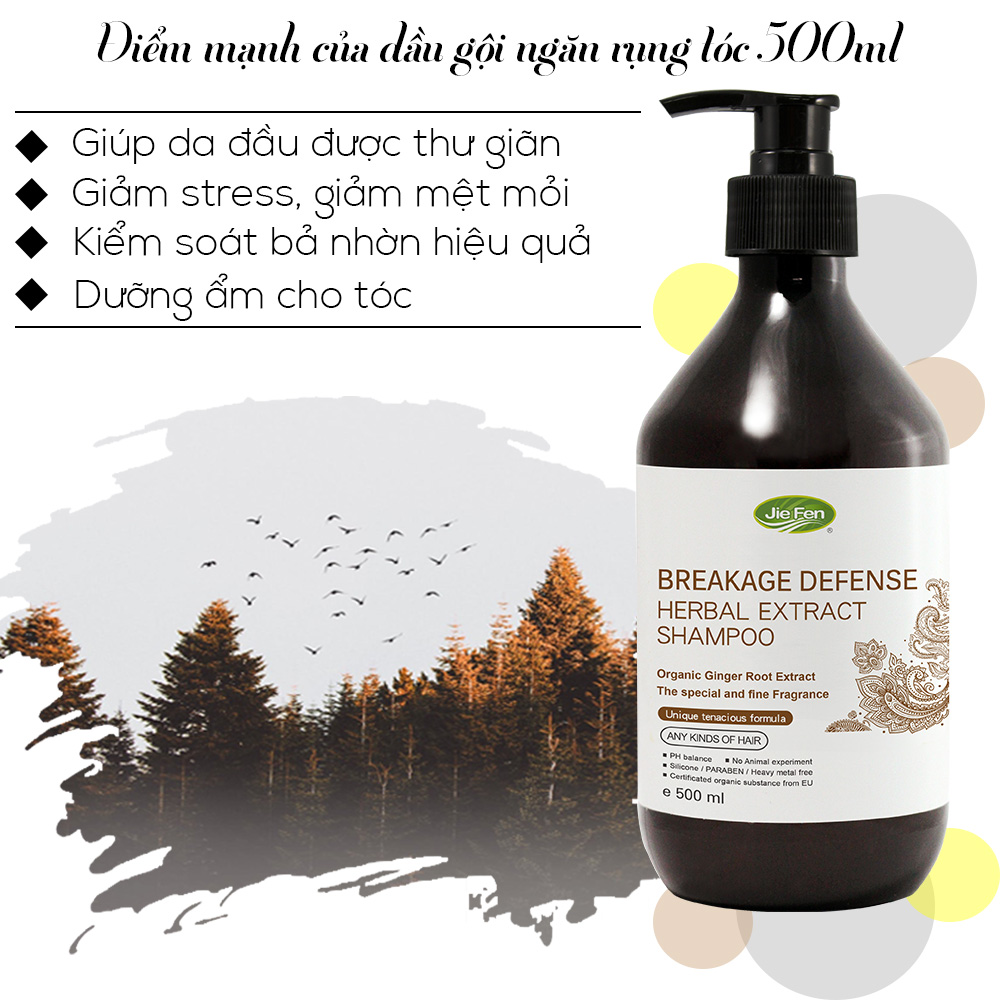 Combo Dầu gội thảo dược Organic ngăn ngừa tóc gãy rụng Jie Fen 500ml - Sữa tắm thảo dược Organic tẩy sạch nhờn dưỡng ẩm chống lão hóa Jie Fen 500 ml #Hoa hồng