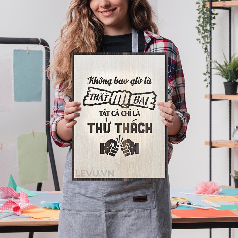 Tranh slogan LEVU LV001 "không bao giờ là thất bại, tất cả chỉ là thử thách"