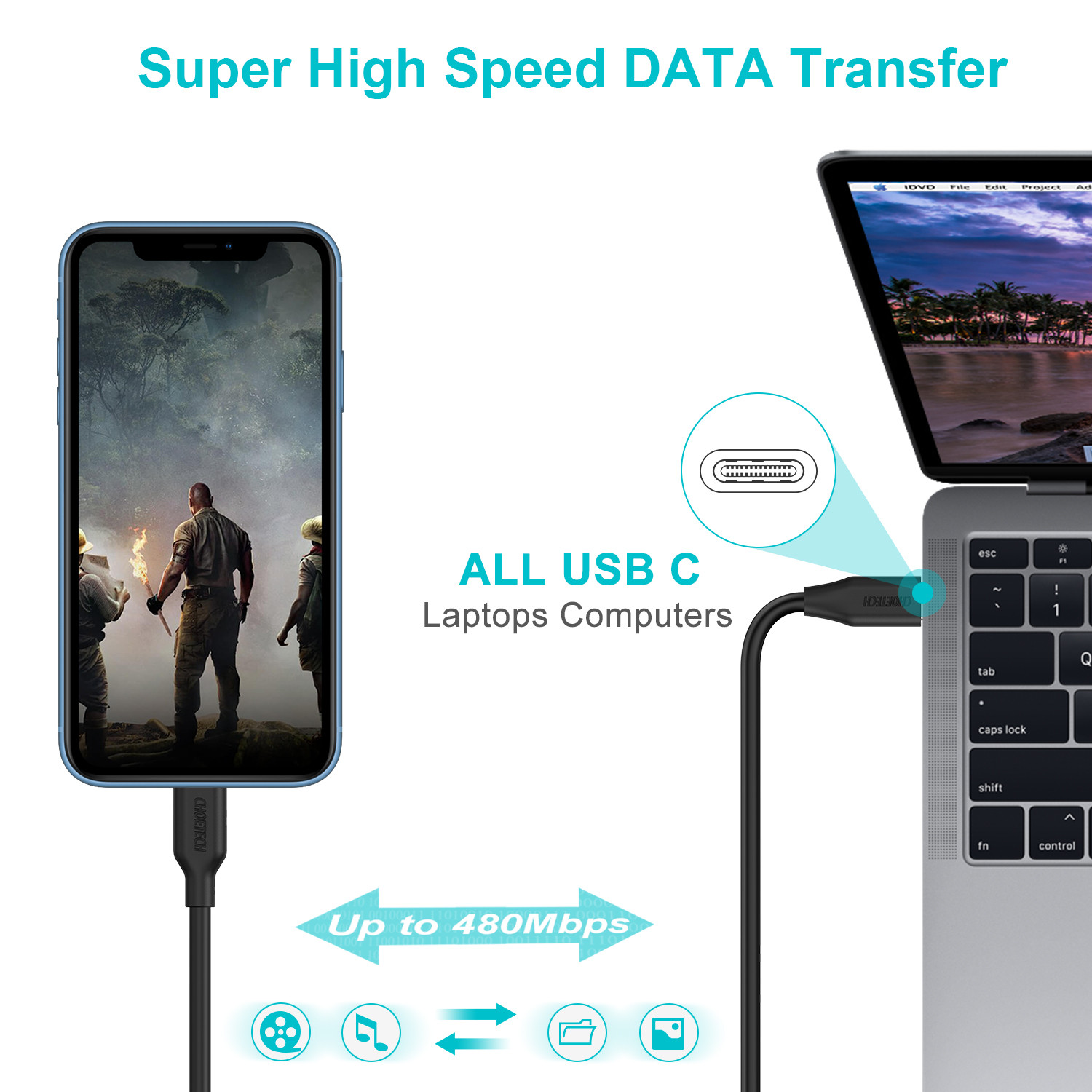 Dây cáp sạc nhanh 30W chuẩn PD 3.0 Type-C to Lightning dài 180cm hiệu CHOETECH IP0036 cho iPhone / iPad (trang bị chip sạc thông minh, tốc độ truyền tải dữ liệu tốc độ cao 480Mbps) - Hàng chính hãng