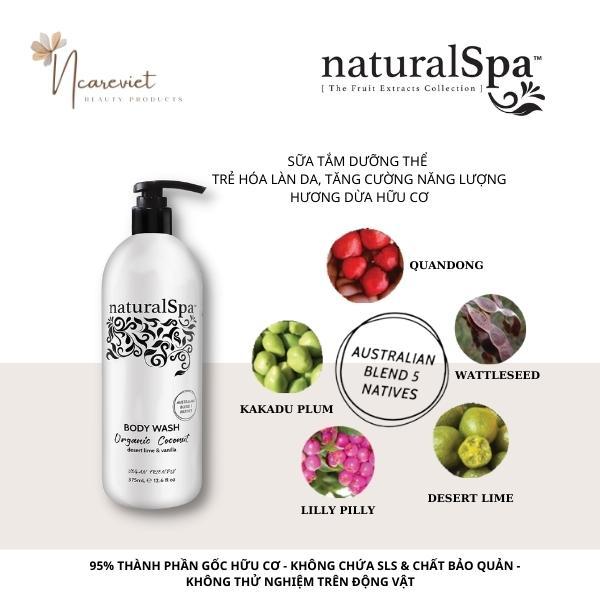 Sữa tắm dưỡng thể trẻ hóa làn da, tăng cường năng lượng - naturalSpa Organic Coconut Body Wash