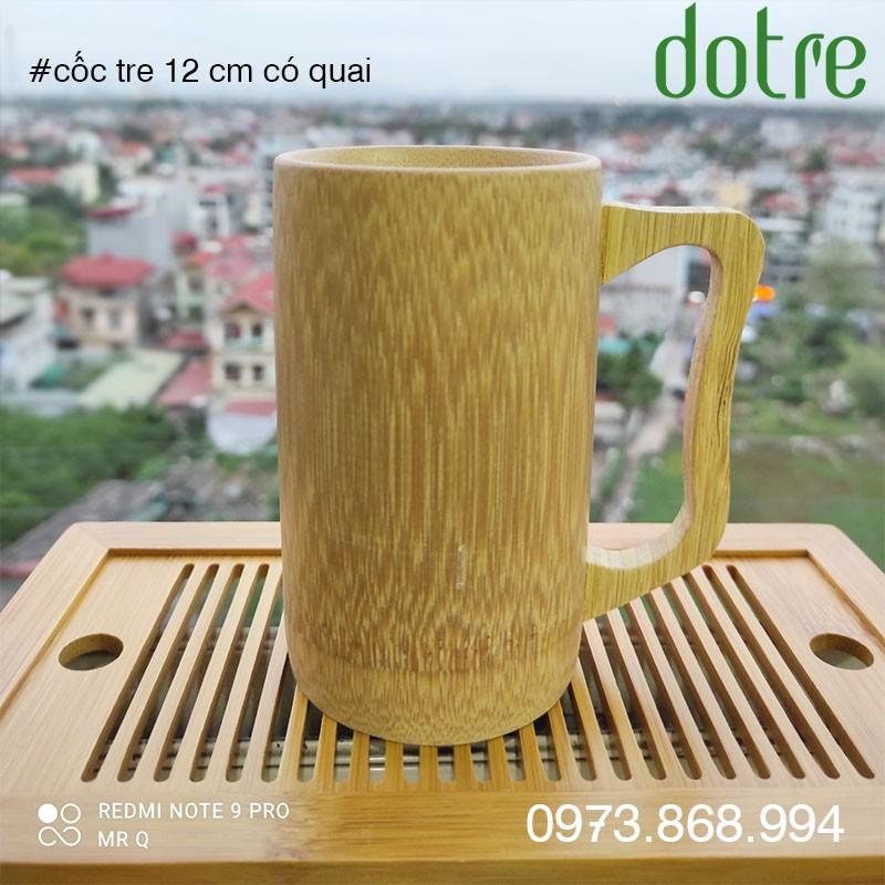 Cốc tre có quai cao 12 cm, cốc tre khắc theo yêu cầu, cốc dung tích 350ml, dùng uống nước, trà, cafe