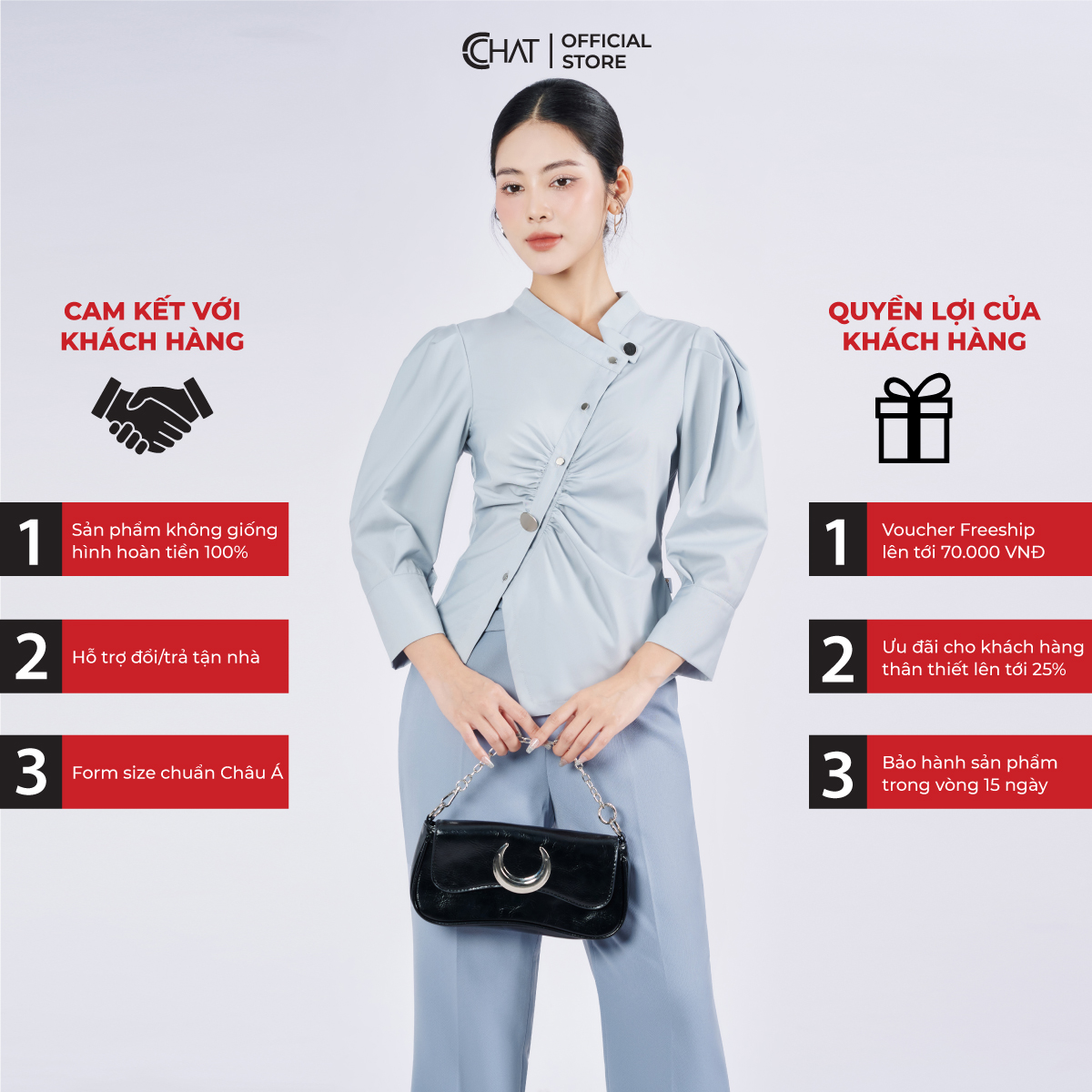 Áo Sơ Mi Nữ Kiểu Nẹp Chéo Nhún Dáng Ôm Chất Thô Cao Cấp 53FDT2017OT