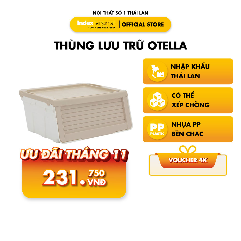 Thùng Lưu Trữ OTELLA Màu Be 24L | Index Living Mall | Nhập khẩu Thái Lan