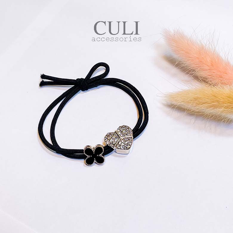 Dây thun cột tóc hình trái tim, cỏ may mắn đính đá xinh xắn Culi.accessories