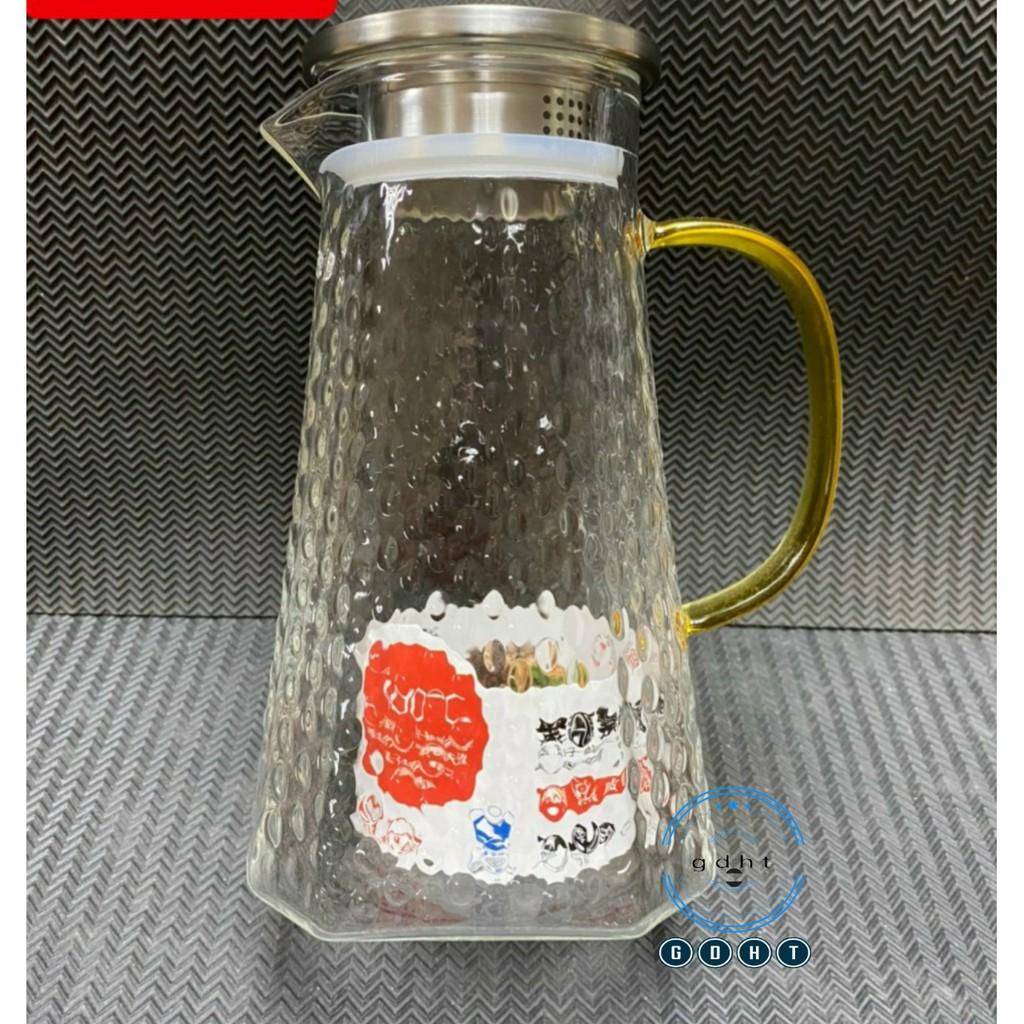 Bình Thuỷ Tinh chịu nhiệt 400 độ c 1,6L - 1,7lL cao cấp, nắp inox sáng sang trọng