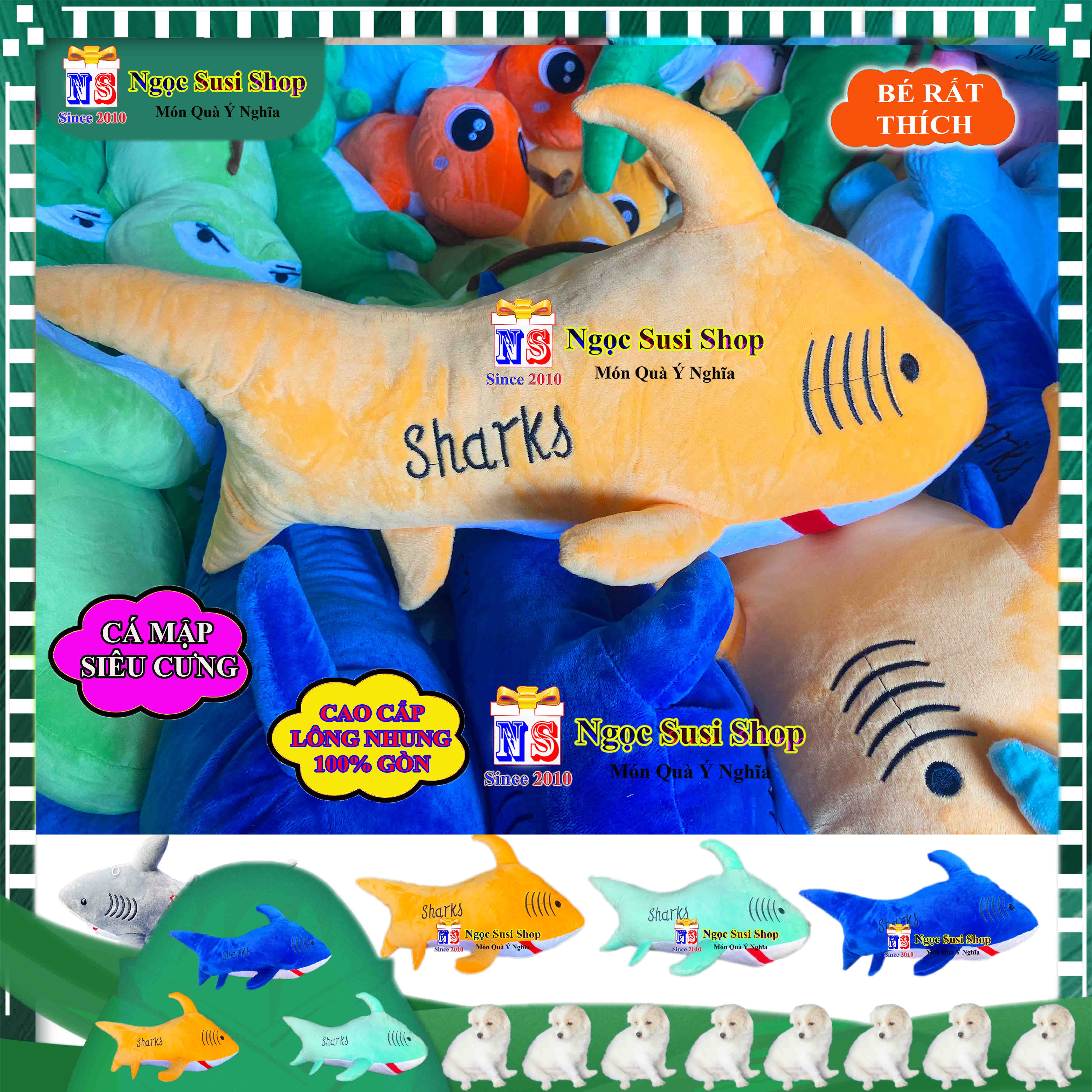 THÚ BÔNG CÁ MẬP BABY SHARK RẤT DỄ THƯƠNG CHO BÉ SIÊU THÍCH ÔM NGỦ SIZE 50CM - GIAO NGẪU NHIÊN MÀU