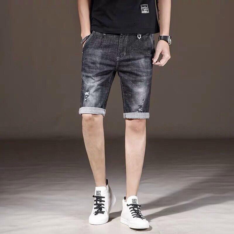 Quần Short Nam Chất Jean Co Giãn, Quần Sọt Nam Màu Đen Xám, Quần Đùi Nam thời trang cao cấp MuradFashion MS212