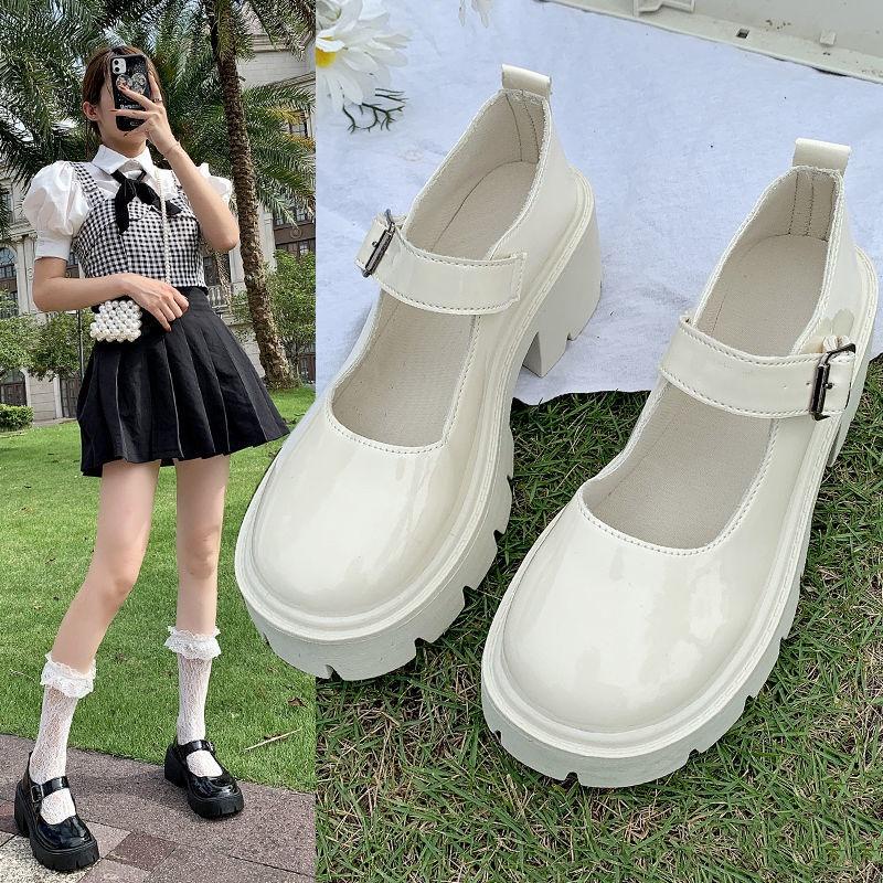 CHZK 【COD 35% OFF】Giày Cao Gót Mũi Tròn Phong Cách Nhật Bản Cho Nữ Giày nữ Lolita