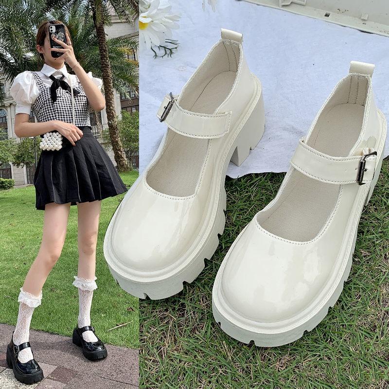 CHZK 【COD 35% OFF】Giày Cao Gót Mũi Tròn Phong Cách Nhật Bản Cho Nữ Giày nữ Lolita