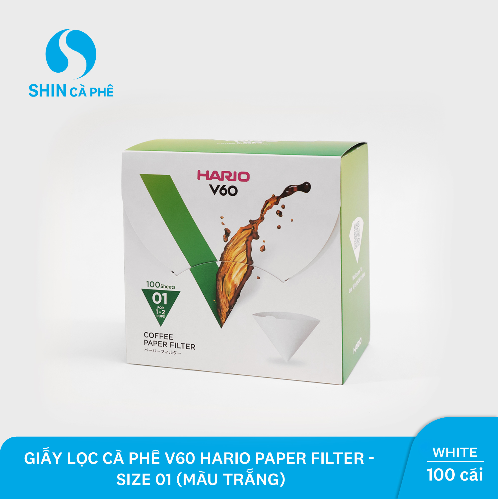 SHIN Cà phê - Giấy lọc cà phê V60 Hario Paper Filter - Size 01 (Màu Trắng)