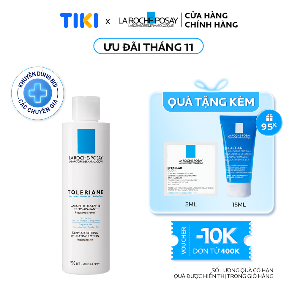 Sữa rửa mặt tẩy trang cho da quá nhạy cảm kích ứng La Roche-Posay Toleriane Dermo-Cleanser 200ml