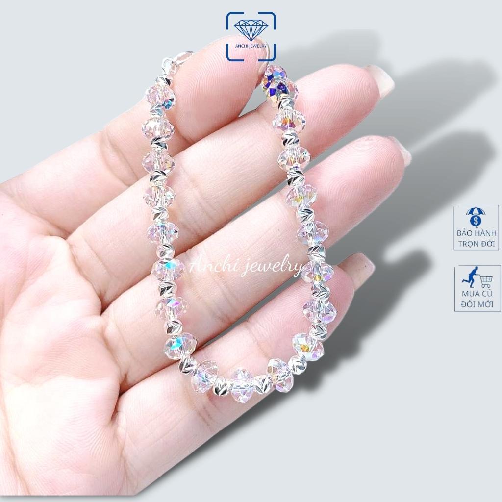 Vòng tay đá pha lê nữ bạc ý 925 cao cấp đeo cực cute - Anchi jewelry, quà tặng bạn gái