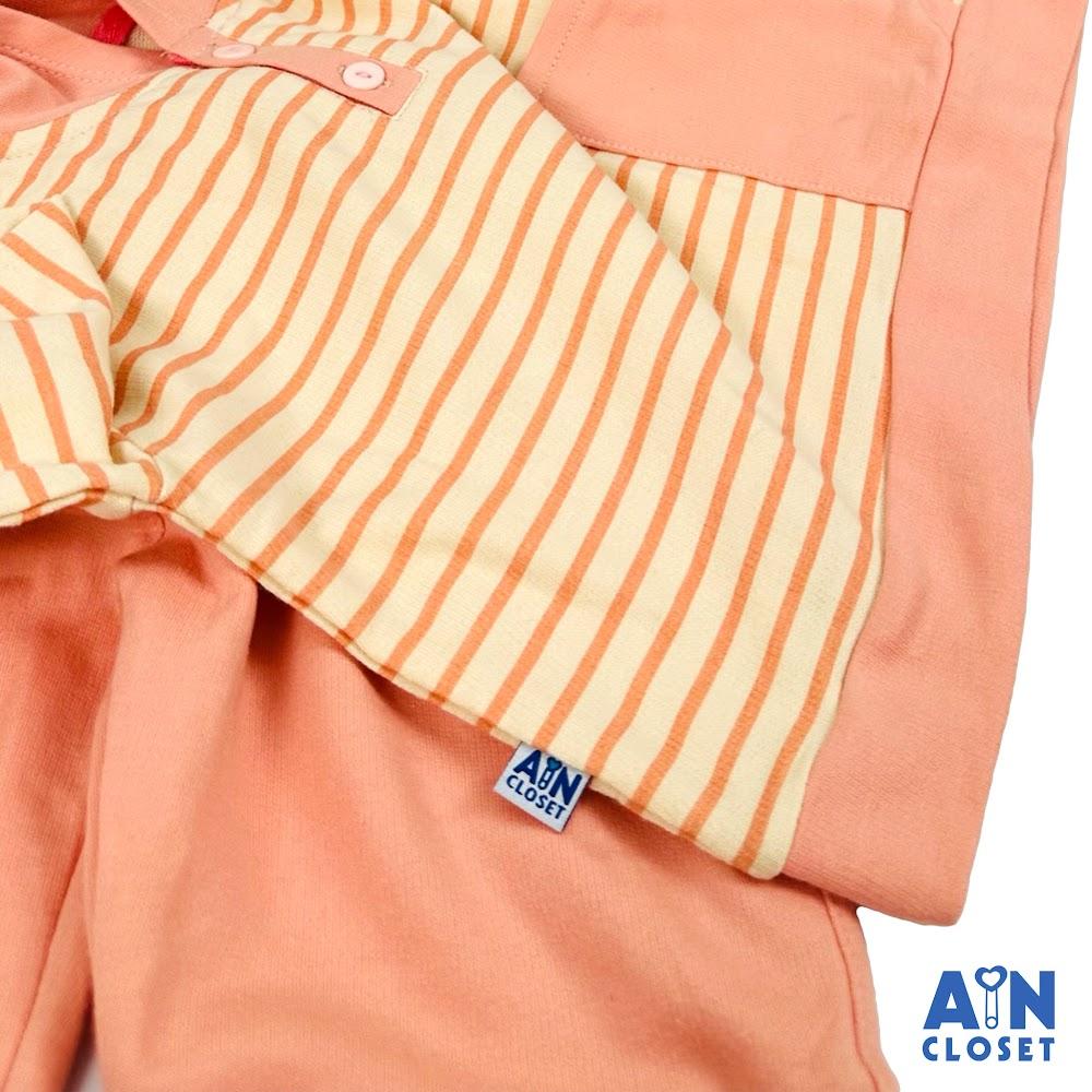 Bộ quần áo Dài có nón unisex cho bé hoạ tiết Kẻ Hồng thun da cá - AICDBGJH0LYP - AIN Closet