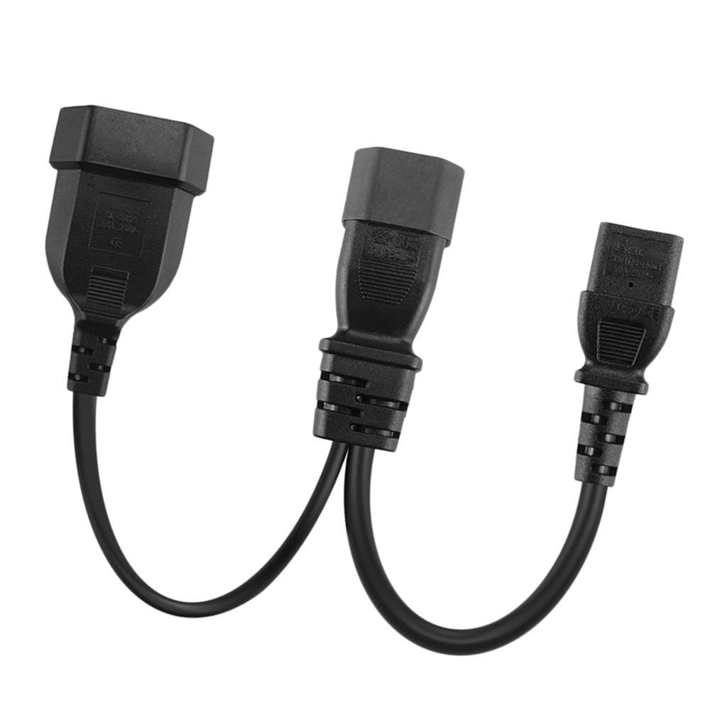 3xIEC 3Pole C14 Male to C13 & Euro 2 Pin Female 2 in 1 Y Split Power Cord 25CM