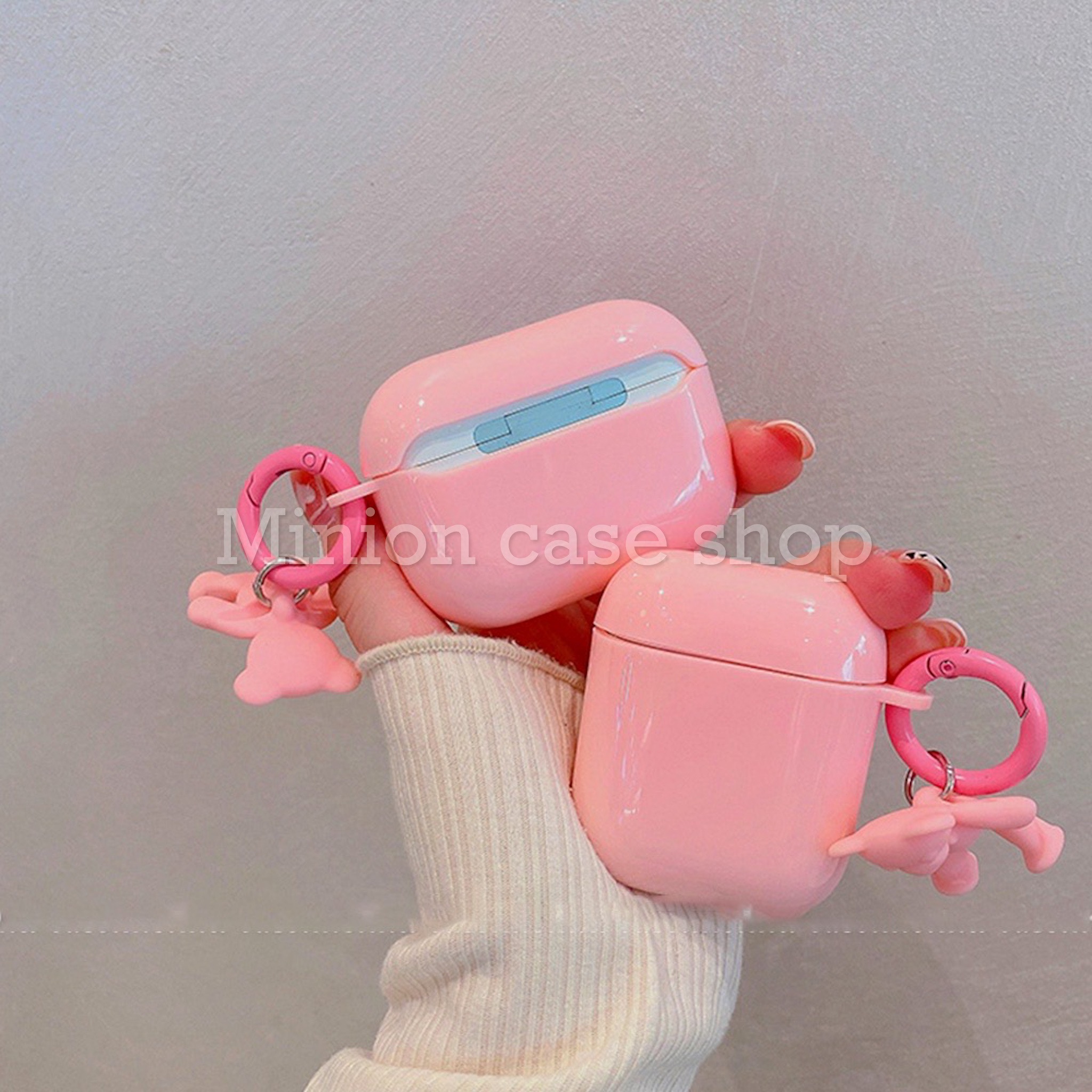 Bao Case Ốp dành cho Airpod 3 & Airpod Pro gấu hồng cool silicon 3d cao cấp