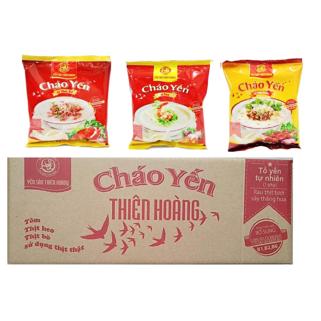 Combo 30 gói cháo yến Thiên Hoàng Tiện Lợi-Thiên Nhiên-Dinh Dưỡng (3 vị)