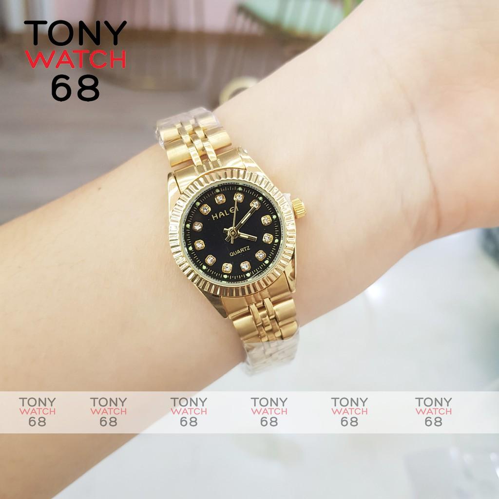 Đồng hồ nam Halei mặt tròn dây kim loại vàng chính hãng Tony Watch 68