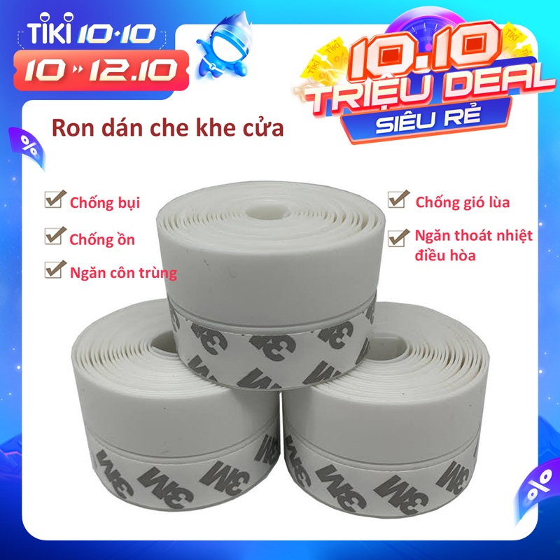 Combo 3 Cuộn Ron Dán Che Khe Cửa ,Chân Cửa Cao Cấp Ngăn Bụi , Chống Ồn ,Chống Côn Trùng Và Chống Thoát Nhiệt Điều Hòa - Hàng Chính Hãng (Cuộn 2m)