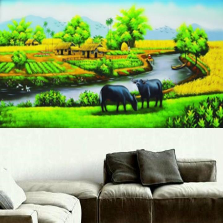 Tranh đá một góc quê hương DF390 - kích thước: 100 * 55cm.