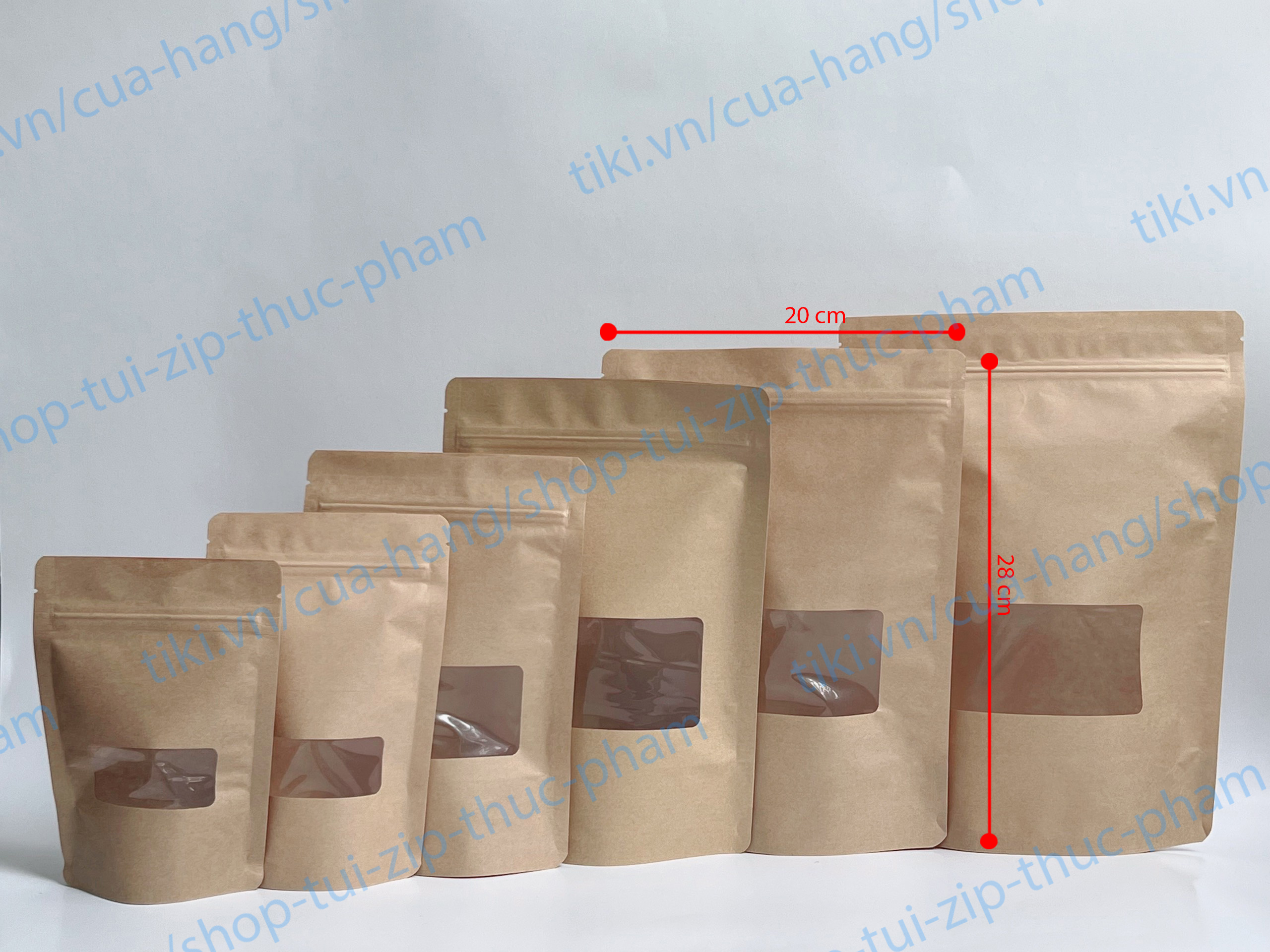 1KG Túi giấy cửa sổ đáy đứng - túi giấy đựng thực phẩm (zip, zipper, ziplock) - Túi zip đựng bánh kẹo - size