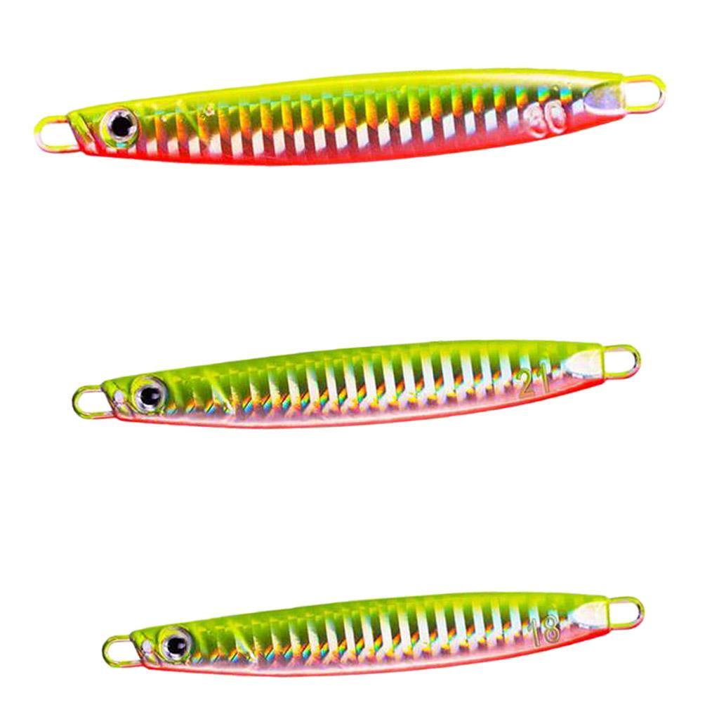 3 Pieces Metal Fishing Jig Baits 18g 21g 30g 3D Bionic Jigging Fishing Lures Fishing Tackle