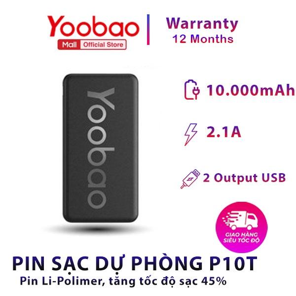 Pin sạc dự phòng Yoobao dung lượng 10000mAh P10T - Hàng nhập khẩu