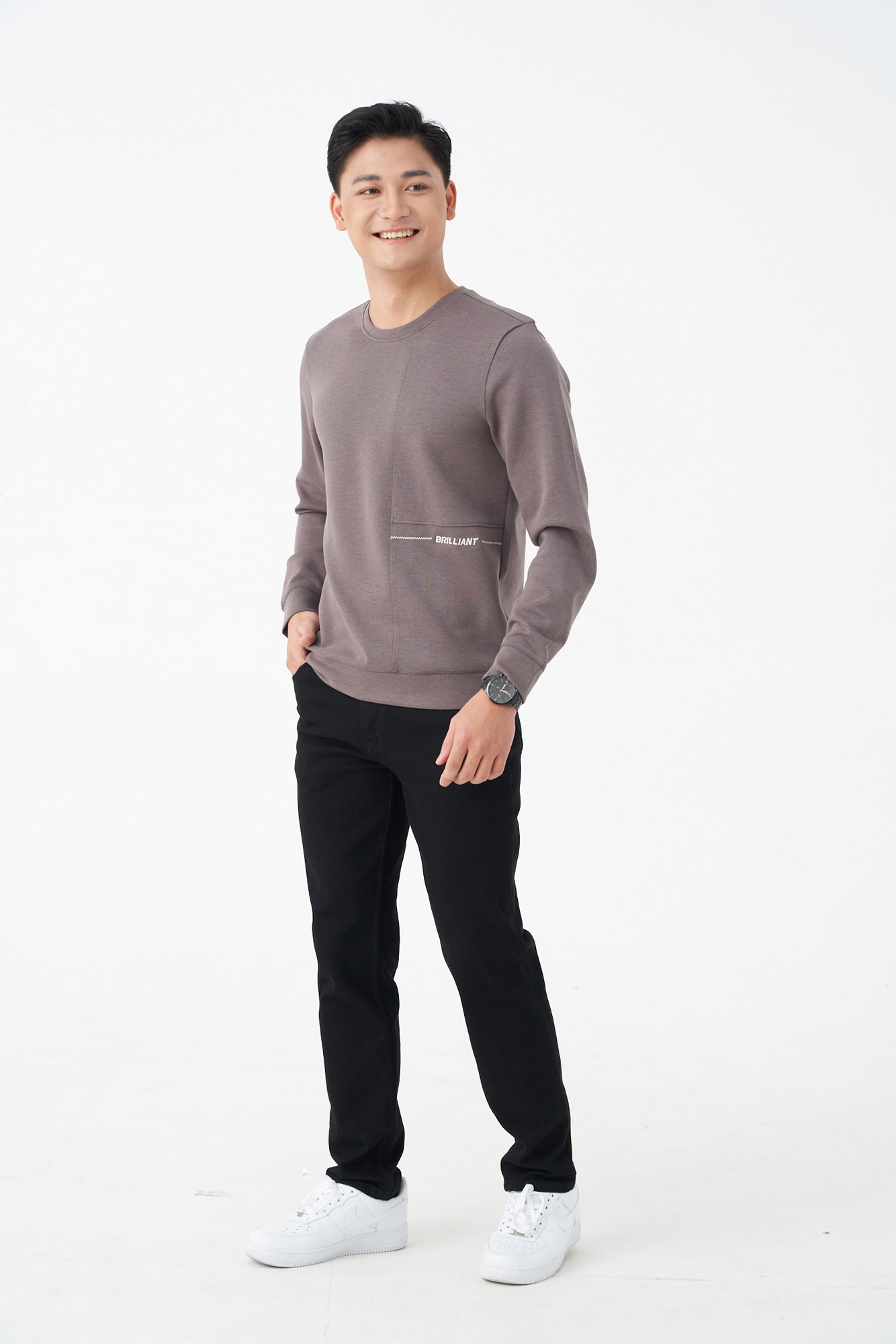 Áo Sweater Nam 5S FASHION Chất Nỉ Dày Dặn, Phom Ôm Vừa Vặn, Họa Tiết Thêu Nổi Bật, Màu Sắc Dễ Mặc (ANO23012)