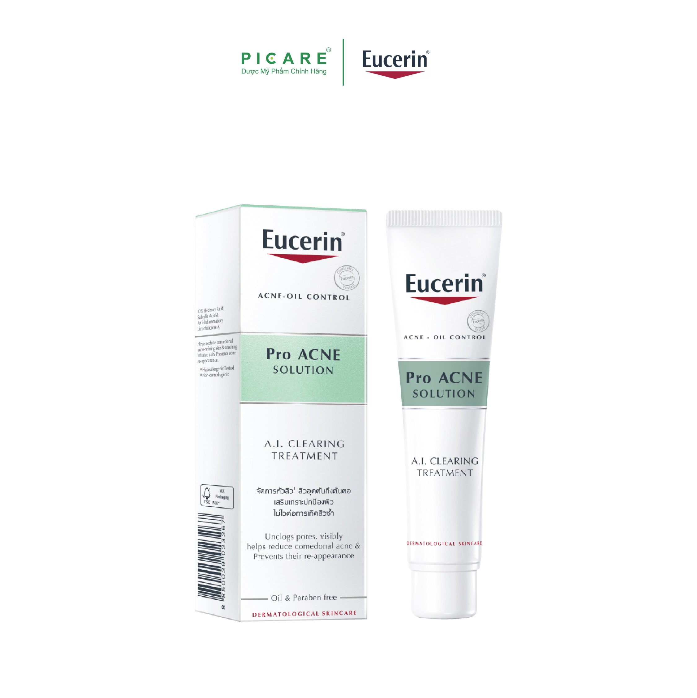 Bộ Sản Phẩm Eucerin Tinh Chất Giảm Mụn Pro Acne AIClearing Treatment Và Sữa Rửa Mặt Tạo Bọt Pro Acne Cleansing Foam 150g