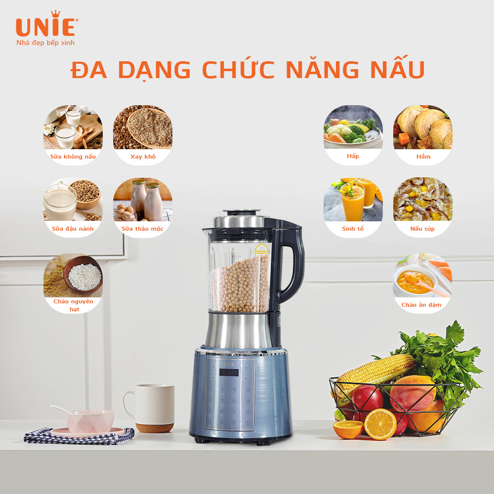 Máy Làm Sữa Hạt UNIE V6, 8 Chế Độ Nấu Tiêu Chuẩn Châu Âu, Dung Tích 1700ML Công Suất 1000W - Hàng Chính Hãng