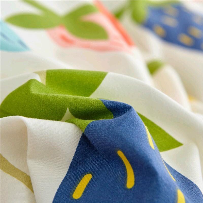 Bộ chăn ga Cotton poly M2T Bedding chăn ga Hàn Quốc họa tiết dâu ngũ sắc đủ size miễn phí bo chun