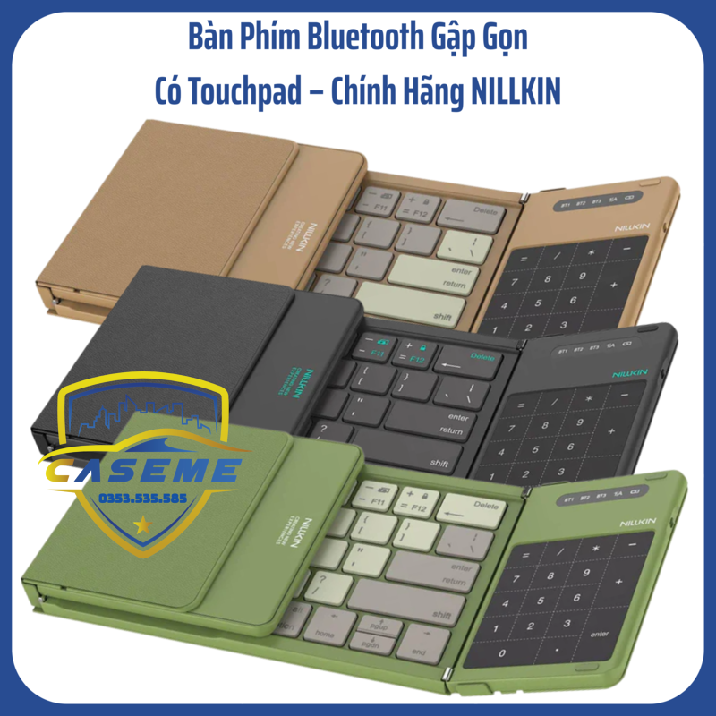 Bàn Phím Bluetooth Gập Gọn Nillkin Cube Chính Hãng – Tích Hợp Touchpad, Bọc Da Cao Cấp, Dành Cho Smartphone, iPad, Laptop - Hàng Chính Hãng