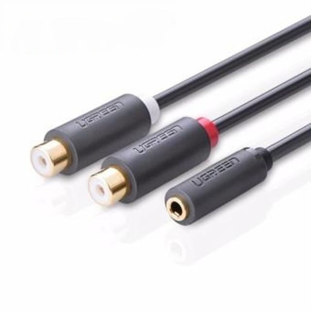 Dây chuyển đổi 3.5mm cái sang 2 đầu RCA cái UGREEN 10562 - Hàng chính hãng