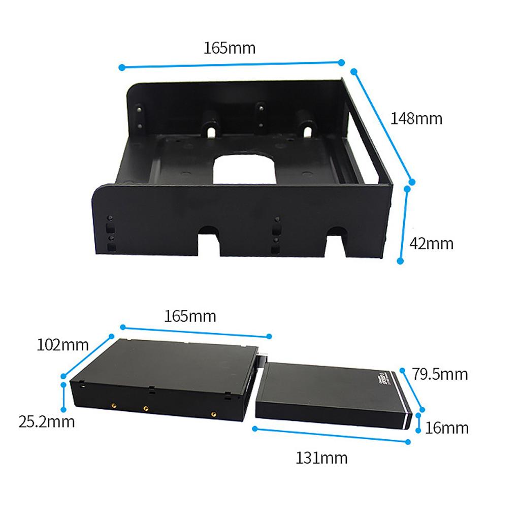 2.5 Inch SATA Frame Case Incl. 3.5 "to 5.25" Front Bay Adapter Mount - intl