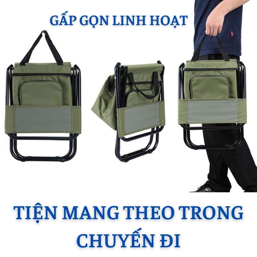 Ghế xếp du lịch gấp gọn đi dã ngoại ngồi câu cá ghế khung hợp chịu lực 260kg