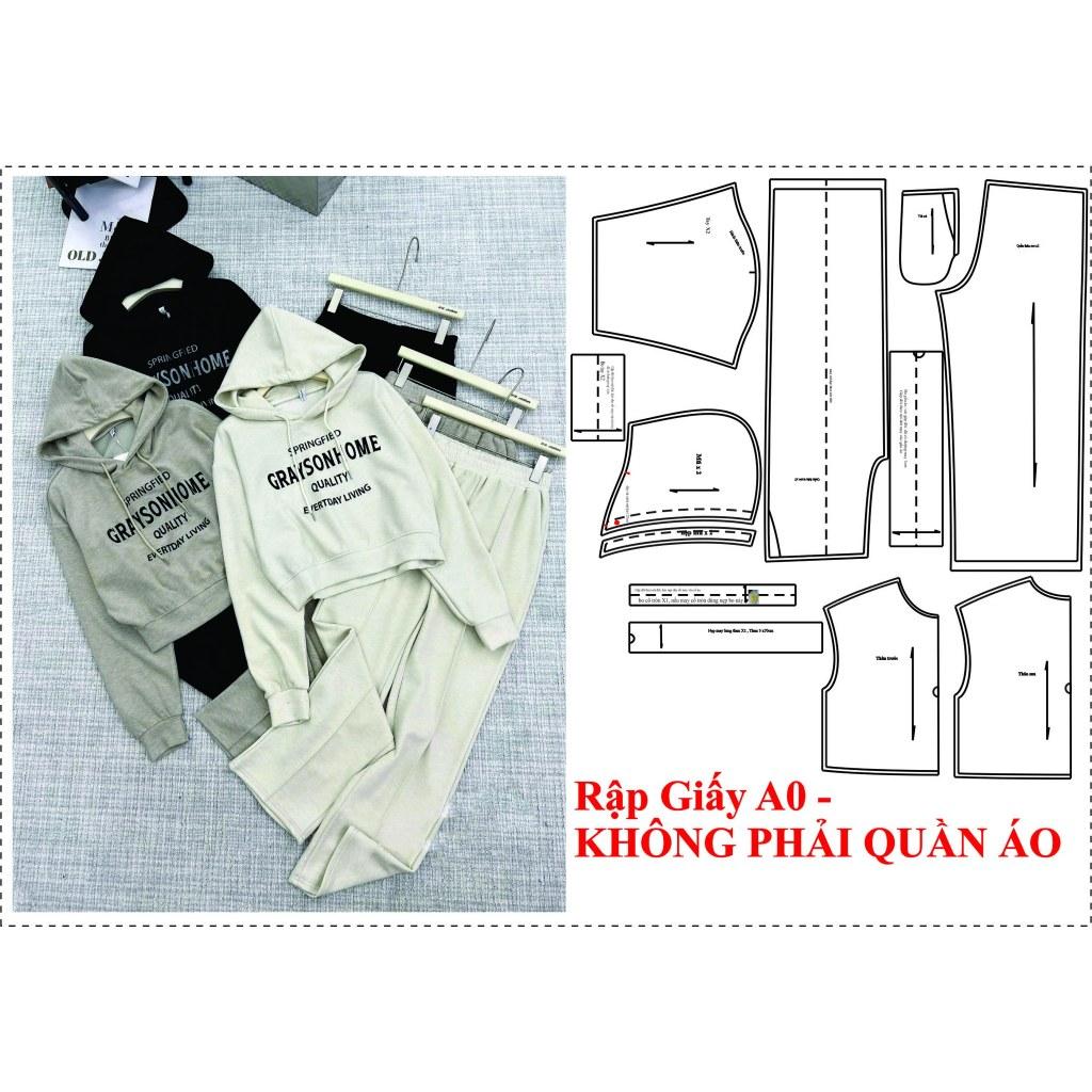 Rập Giấy bộ quần suông áo hoodie 244
