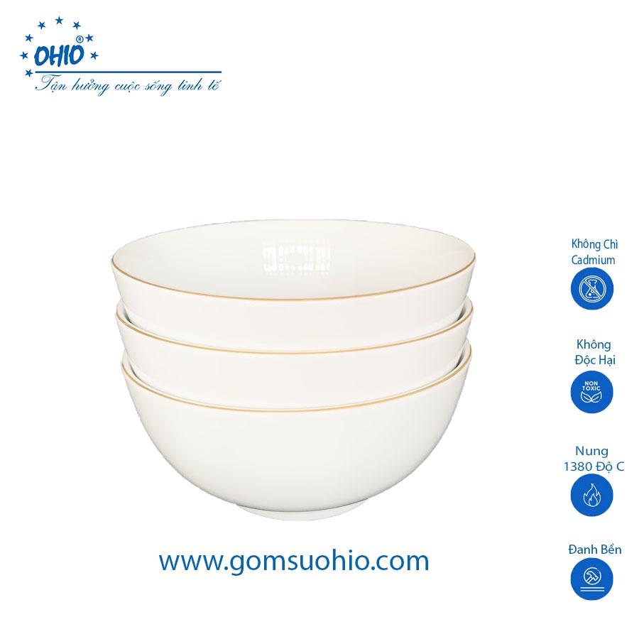 Tô Tống 20.5cm Sứ Trắng Viền Kim OHIO