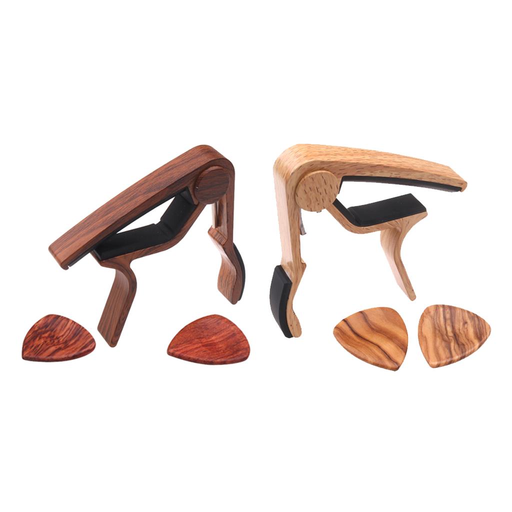 Quick Release Guitar Capo Key Clamp Trigger with 2pcs Picks Plectrums Set