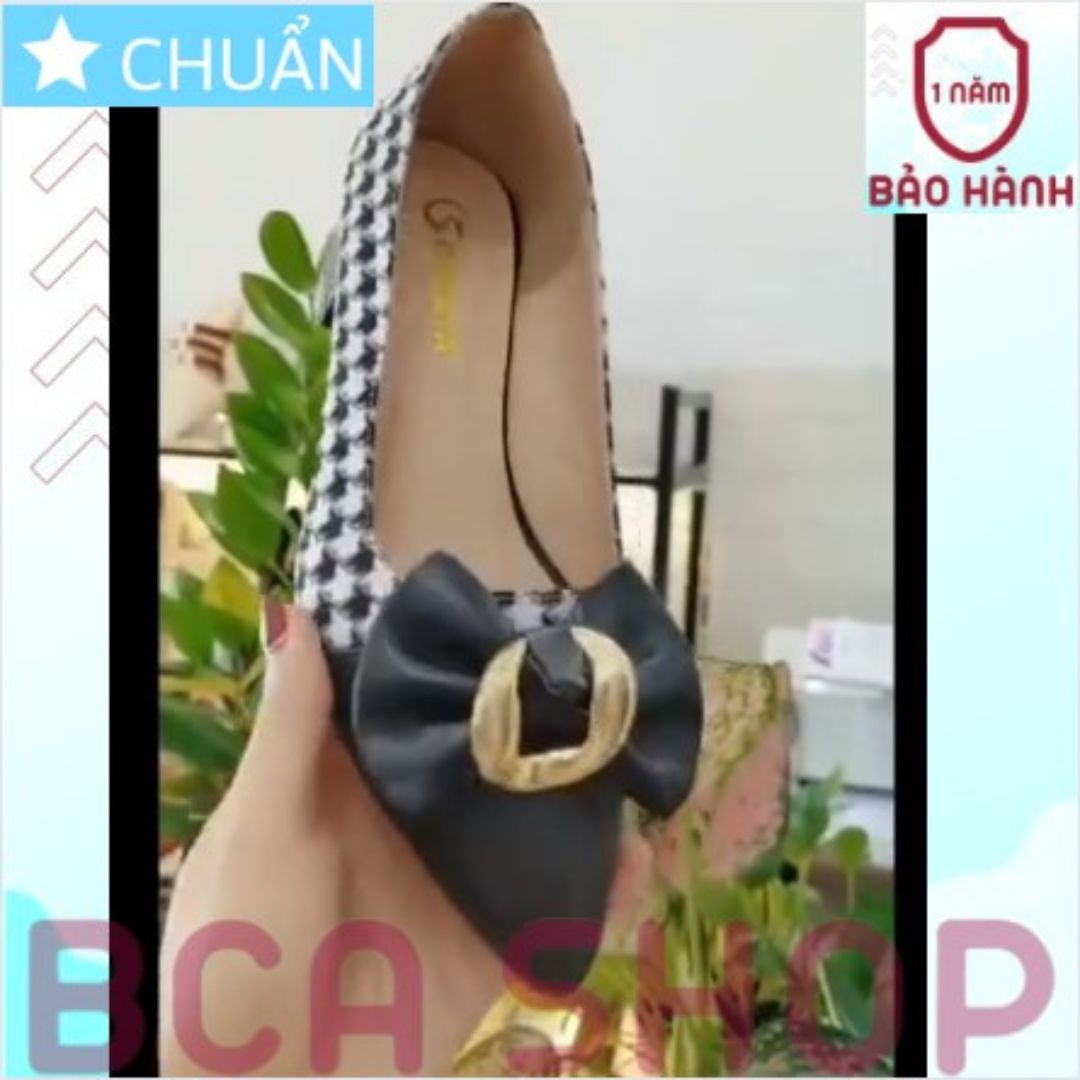 Giày Búp Bê Nữ 2p RO484 ROSATA Tại BCASHOP Mũi Nhọn Có Gắn Nơ Kèm Khóa Sành Điệu - Màu Đen