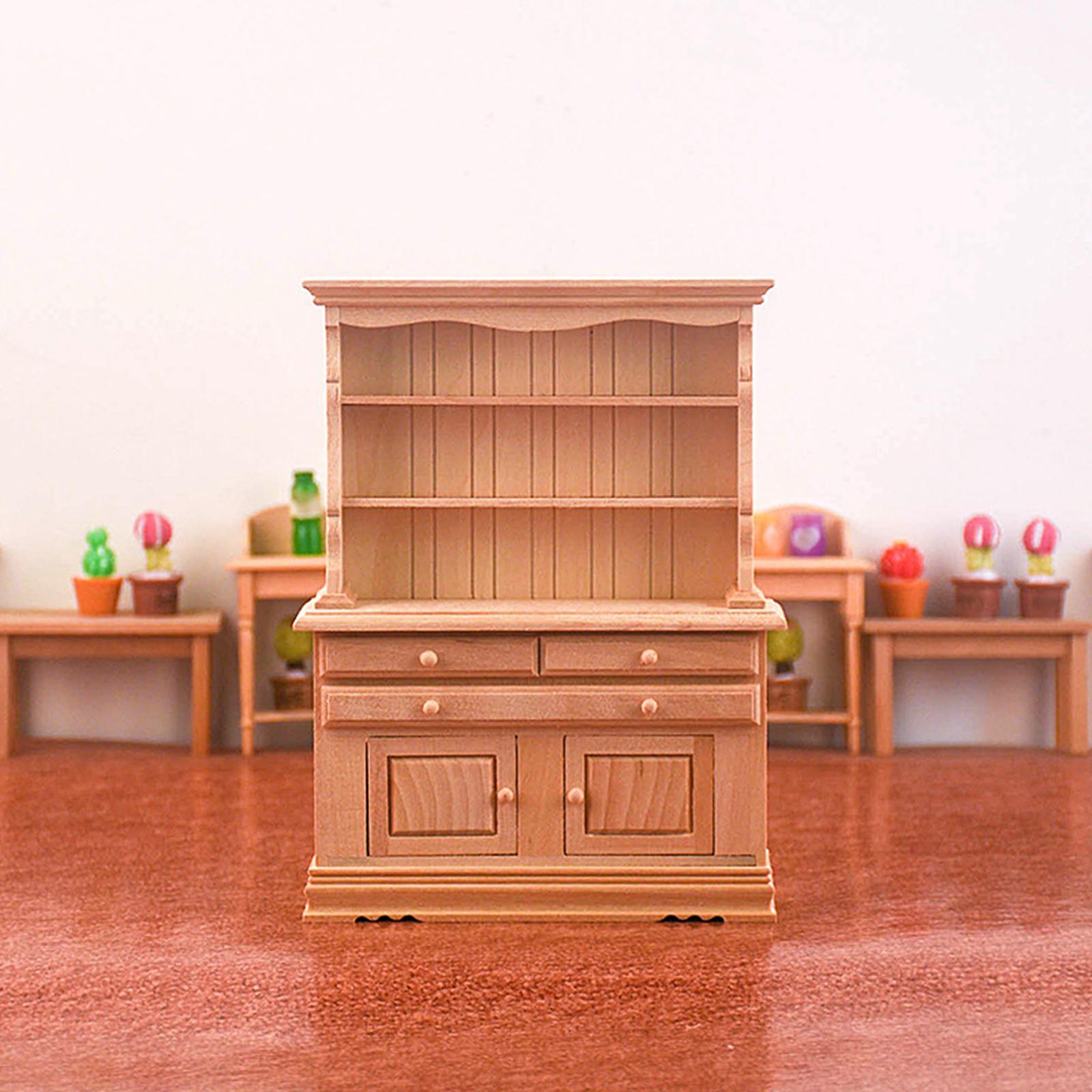 Handmade Dollhouse Cabinet Bookshelf Toy, Kids Pretend Toys Dollhouse Furniture, Dollhouse Decoration for Children Boys Girls Birthday Gifts