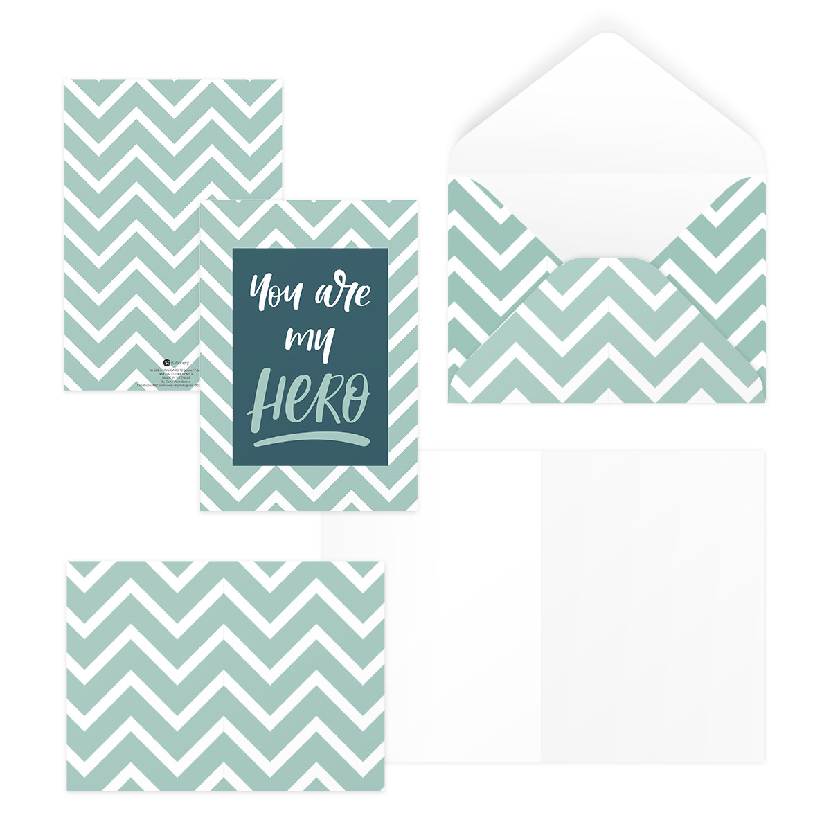 Thiệp tặng bố, ngày của cha, father’s day, Vu Lan YOU ARE MY HERO 12,5x17,6 SDstationery TEAL sọc xanh typography