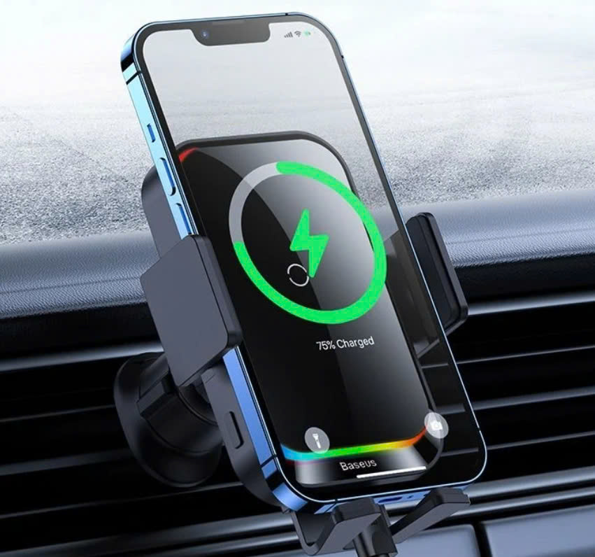 Đế Giữ Điện Thoại Tích Hợp Sạc Không Dây Trên Ô Tô Baseus Halo Electric Wireless Charging Car Mount 15W [hàng chính hãng]