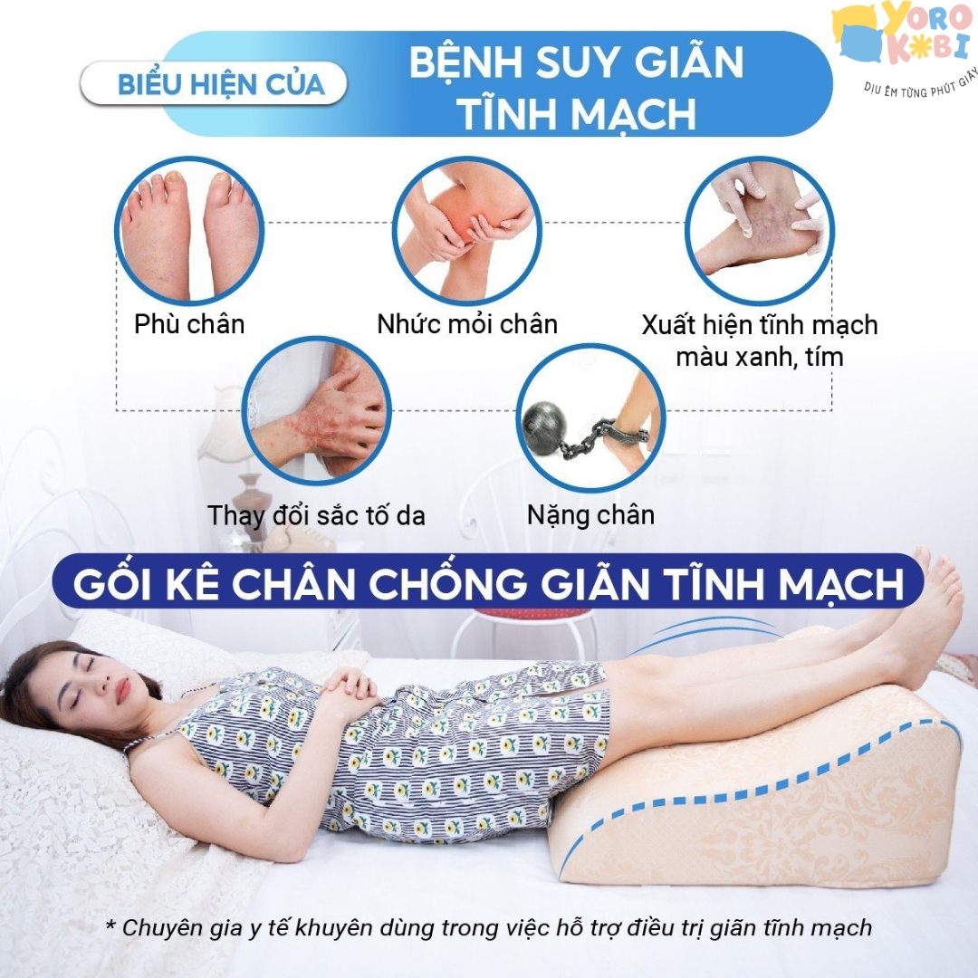 GỐI CHỐNG GIÃN TĨNH MẠCH THƯƠNG HIỆU YOROKOBI GIÚP CẢI THIỆN TÌNH TRẠNG GIÃN TĨNH MẠCH. TẠO GIẤC NGỦ SÂU VÀ THOẢI MÁI. KÍCH THƯỚC 59X48X28CM. CHẤT LIỆU RUỘT GỐI LÀ PU FOAM NGUYÊN KHỐI