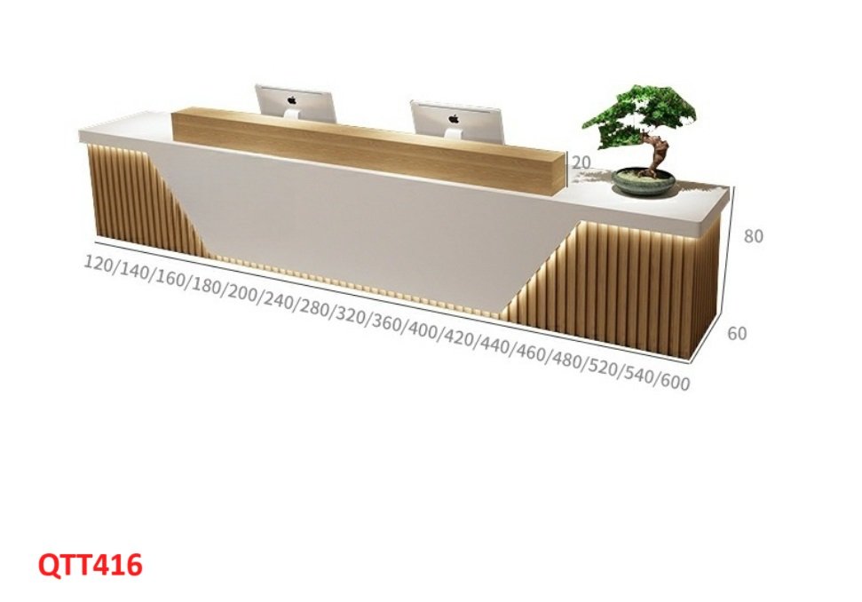 QUẦY LỄ TÂN, QUẦY TIẾP TÂN, QUẦY TÍNH TIỀN, QUẦY THU NGÂN QTT416 ( không đèn ) - Nội thất lắp ráp Viễn Đông Adv