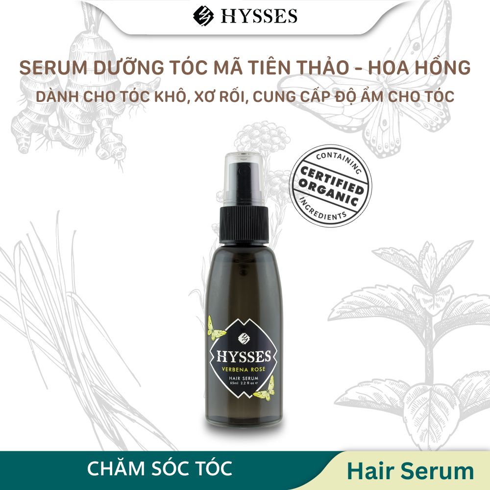 Tinh Chất Dưỡng Tóc Cao Cấp Hysses Hair Serum Dành Cho Tóc Khô, Xoăn Cứng, Giúp Gỡ Rối, Cung Cấp Độ Ẩm, Cho Tóc Mềm Mượt Với Tinh Dầu Mã Tiên Thảo - Hoa Hồng Hữu Cơ Tự Nhiên